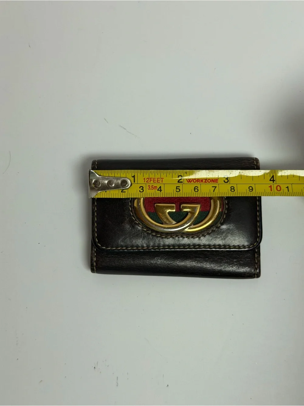 Gucci Vintage Interlocking GG Web Stripe Brown Leather Key Holder Case